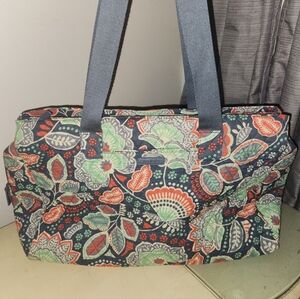 Vera Bradley Floral Travel Bag - Navy and Coral